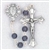 Polish Art Center - 20" 6mm Genuine Hematite Stone Bead Handcrafted Rosary with Deluxe Silver Oxidized Crucifix and Center. It comes with a Deluxe Velvet Box
