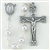 Polish Art Center - 17" 5mm Highest Quality Capped Imitation White Pearl Bead Handcrafted Rosary with Deluxe Crucifix and Center.  This is the perfect size for First Holy Communion!