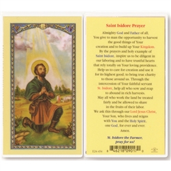St. Isidore -  Holy Card.  Holy Card Plastic Coated. Picture is on the front, text is on the back of the card.
