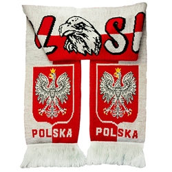 Display your Polish heritage! Polska scarves are worn in Poland at all major sporting events. Features Poland's national symbol the crowned white eagle.