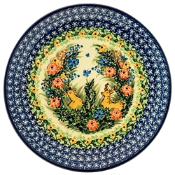 Polish Pottery 10.5" Dinner Plate. Hand made in Poland. Pattern U2973 designed by Teresa Andrukiewicz.