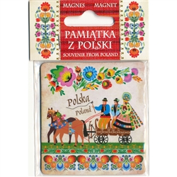 Wycinanki Folk Magnet - Polish Wedding - Size 2.6" x 2.75" - 6.5cm x 7cm