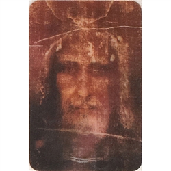 Two pictures appear when the card is moved. The first side has the Shroud of Turin and the second side has it appearing.
