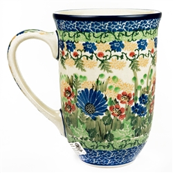 Polish Pottery 17 oz. Bistro Mug. Hand made in Poland. Pattern U4510 designed by Teresa Liana.