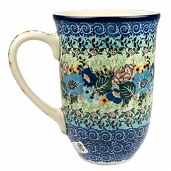 Polish Pottery 17 oz. Bistro Mug. Hand made in Poland. Pattern U4507 designed by Maria Starzyk.
