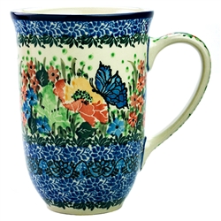 Polish Pottery 17 oz. Bistro Mug. Hand made in Poland. Pattern U3996 designed by Teresa Liana.