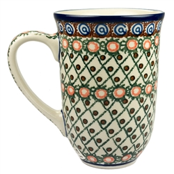 Polish Pottery 17 oz. Bistro Mug. Hand made in Poland. Pattern U42 designed by Anna Pasierbiewicz.