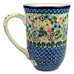 Polish Pottery 17 oz. Bistro Mug. Hand made in Poland. Pattern U1589 designed by Maria Starzyk.