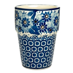 Polish Pottery 6 oz. Tumbler. Hand made in Poland. Pattern U243 designed by Krystyna Deptula.