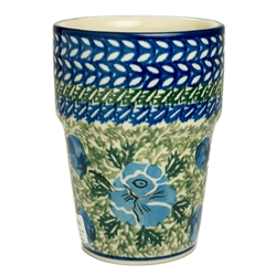 Polish Pottery 6 oz. Tumbler. Hand made in Poland. Pattern U735 designed by Teresa Andrukiewicz.