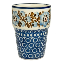 Polish Pottery 6 oz. Tumbler. Hand made in Poland. Pattern U790 designed by Krystyna Deptula.