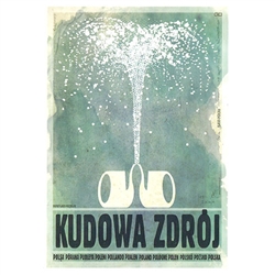 Polish poster designed by artist Ryszard Kaja to promote tourism to Poland. It has now been turned into a post card size 4.75" x 6.75" - 12cm x 17cm.