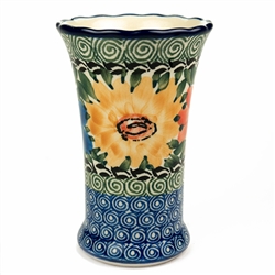 Polish Pottery 4.5" Mini Fluted Vase. Hand made in Poland. Pattern U1097 designed by Maria Starzyk.