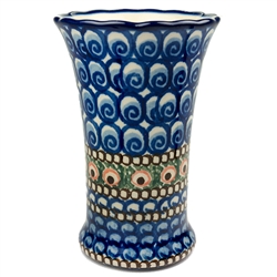 Polish Pottery 4.5" Mini Fluted Vase. Hand made in Poland. Pattern U362 designed by Krystyna Deptula.