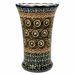 Polish Pottery 4.5" Mini Fluted Vase. Hand made in Poland. Pattern U143 designed by Maryla Iwicka.