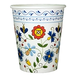 Polish paper cups featuring a traditional Polish Kaszub pattern. Perfect way to highlight a Polish floral design at school, home, picnic etc.
Set of 8 in a pack. Each cup holds 250ml - 8.5oz. Good for hot or cold beverages.