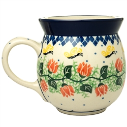 Polish Pottery 16 oz. Bubble Mug. Hand made in Poland and artist initialed.