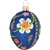 Blue Painted Egg With Flowers Glass Ornament