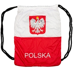 Great way to display your heritage with this backpack in the colors of the Polish flag.  100% soft polyester.  Size approx 14" x 17".