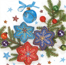 Polish Folk Art Luncheon Napkins (package of 20) - "Folk Snowflakes". Three ply napkins with water based paints used in the printing process.