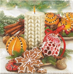 Polish Folk Art Luncheon Napkins (package of 20) - "Christmas Bounty". Three ply napkins with water based paints used in the printing process.