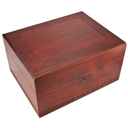 This is a simple yet gorgeous box! Handmade in Poland, this wooden box has a Greek keys design (also called meander) around the lid and base that make it a very elegant piece. This is also the correct size for holding the ashes of a loved one.