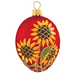 This stunning red egg with sunflowers ornament will make a sunsational addition to your Christmas tree this year! Set against a vibrant red satin finished background, our sunflower design is truly eye-popping.