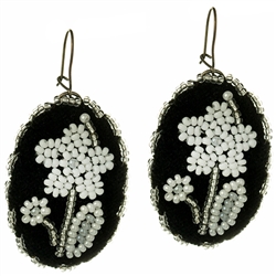 Lowicz style hand beaded earrings. Sterling silver findings.