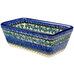 Polish Pottery 8" Loaf Pan. Hand made in Poland. Pattern U3963 designed by Maria Starzyk.