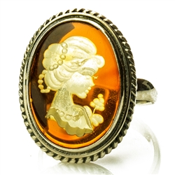 Polish Honey Amber Cameo Ring