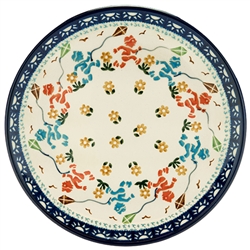 Polish Pottery 8" Dessert Plate. Hand made in Poland and artist initialed.