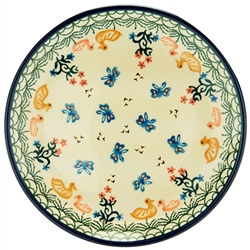 Polish Pottery 8" Dessert Plate. Hand made in Poland and artist initialed.