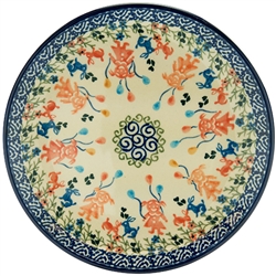 Polish Pottery 8" Dessert Plate. Hand made in Poland and artist initialed.