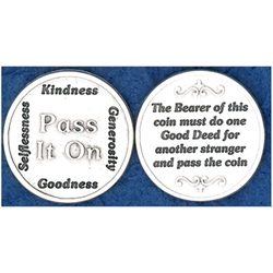 Great for your pocket or coin purse. Add to a gift for that extra special touch! `Pass It On is the Pocket Token (Coin) for everyone!  The Bearer of this coin must do one Good Deed for another stranger and pass the coin.