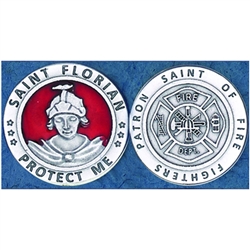 Saint Florian - Fire Fighters Red Enamel Pocket Token (Coin) Great for your pocket or coin purse.  Add to a gift for that extra special touch!  Saint Florian is the patron saint of firefighters.