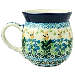 Polish Pottery 16 oz. Bubble Mug. Hand made in Poland. Pattern U1783 designed by Zofia Supernak.