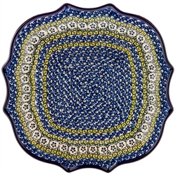 Polish Pottery 10.5" Fluted Luncheon Plate. Hand made in Poland. Pattern U381 designed by Jolanta Okraska.