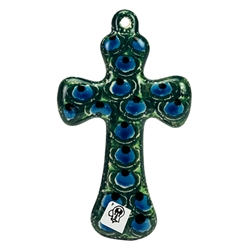 Polish Pottery Cross 5 in.. Hand made in Poland and artist initialed.