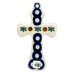 Polish Pottery Cross 5 in.. Hand made in Poland and artist initialed.