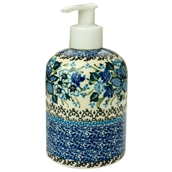 Polish Pottery 5.5" Soap/Lotion Dispenser. Hand made in Poland. Pattern U4421 designed by Teresa Liana.