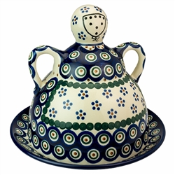 Polish Pottery 9" Cheese Lady. Hand made in Poland and artist initialed.