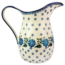 Polish Pottery 1.25 qt. Pitcher. Hand made in Poland and artist initialed.
