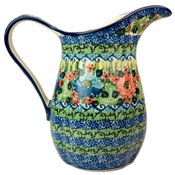 Polish Pottery 1.25 qt. Pitcher. Hand made in Poland. Pattern U4117 designed by Teresa Liana.