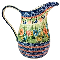 Polish Pottery 1.25 qt. Pitcher. Hand made in Poland. Pattern U4055 designed by Teresa Liana.