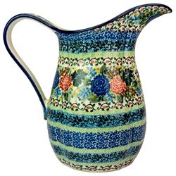 Polish Pottery 1.25 qt. Pitcher. Hand made in Poland. Pattern U3267 designed by Teresa Liana.