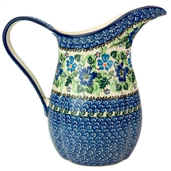 Polish Pottery 1.25 qt. Pitcher. Hand made in Poland. Pattern U1810 designed by Danuta Skiba.