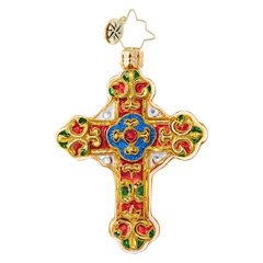 A gilded and bejeweled cross makes an outstanding statement on any Christmas tree. Place it near the lights for reflective brilliance!