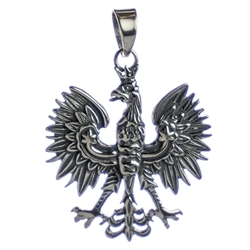 Sterling Silver Polish Eagle Pendant 1.75"