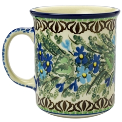 Polish Pottery 8 oz. Everyday Mug. Hand made in Poland. Pattern U2957 designed by Zofia Spychalska.