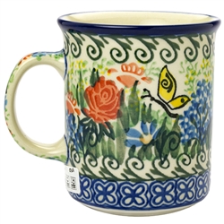 Polish Pottery 8 oz. Everyday Mug. Hand made in Poland. Pattern U2378 designed by Danuta Knapik.